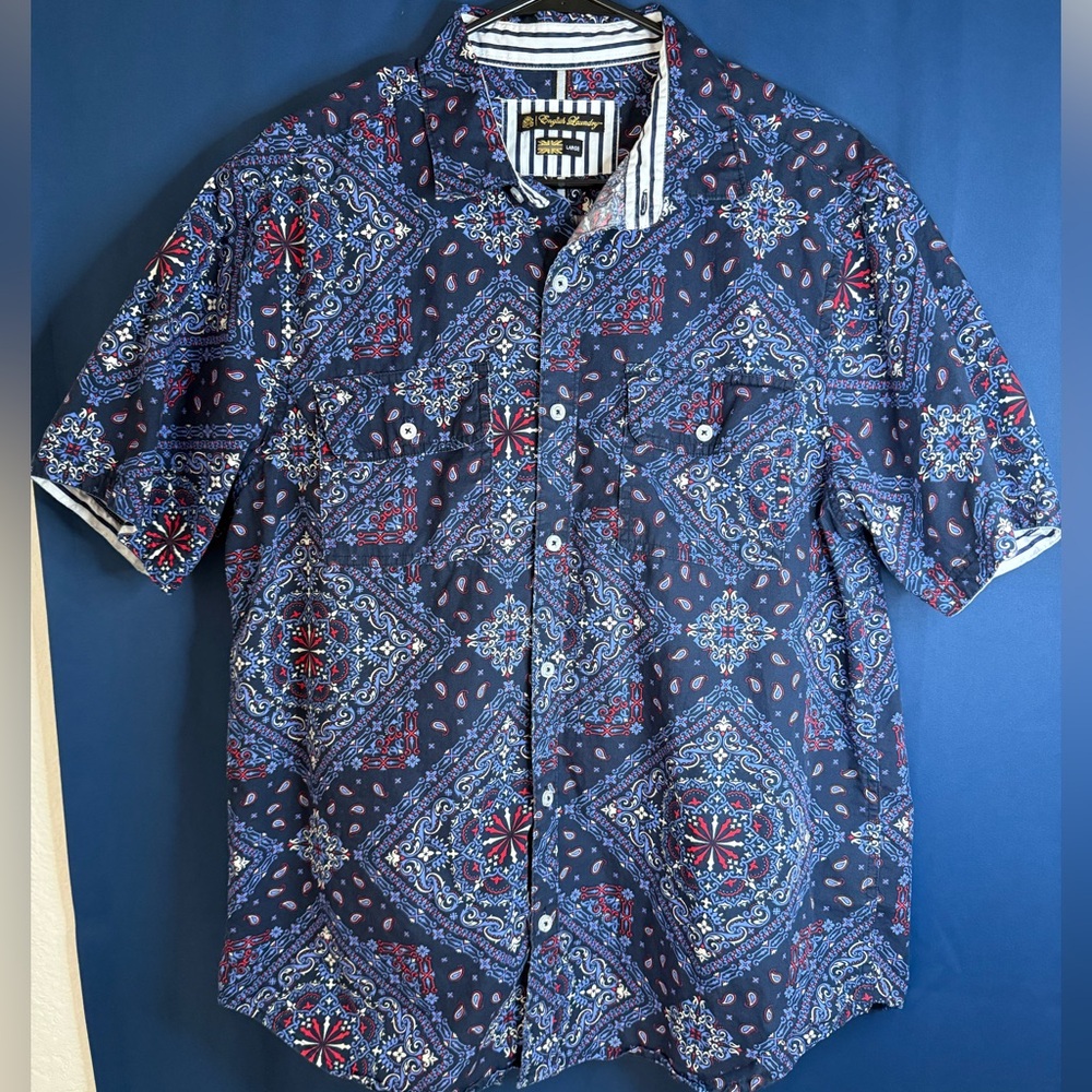 English Laundry Paisley Patterned Bloke Button Shirt - Men’s Size Large - EUC